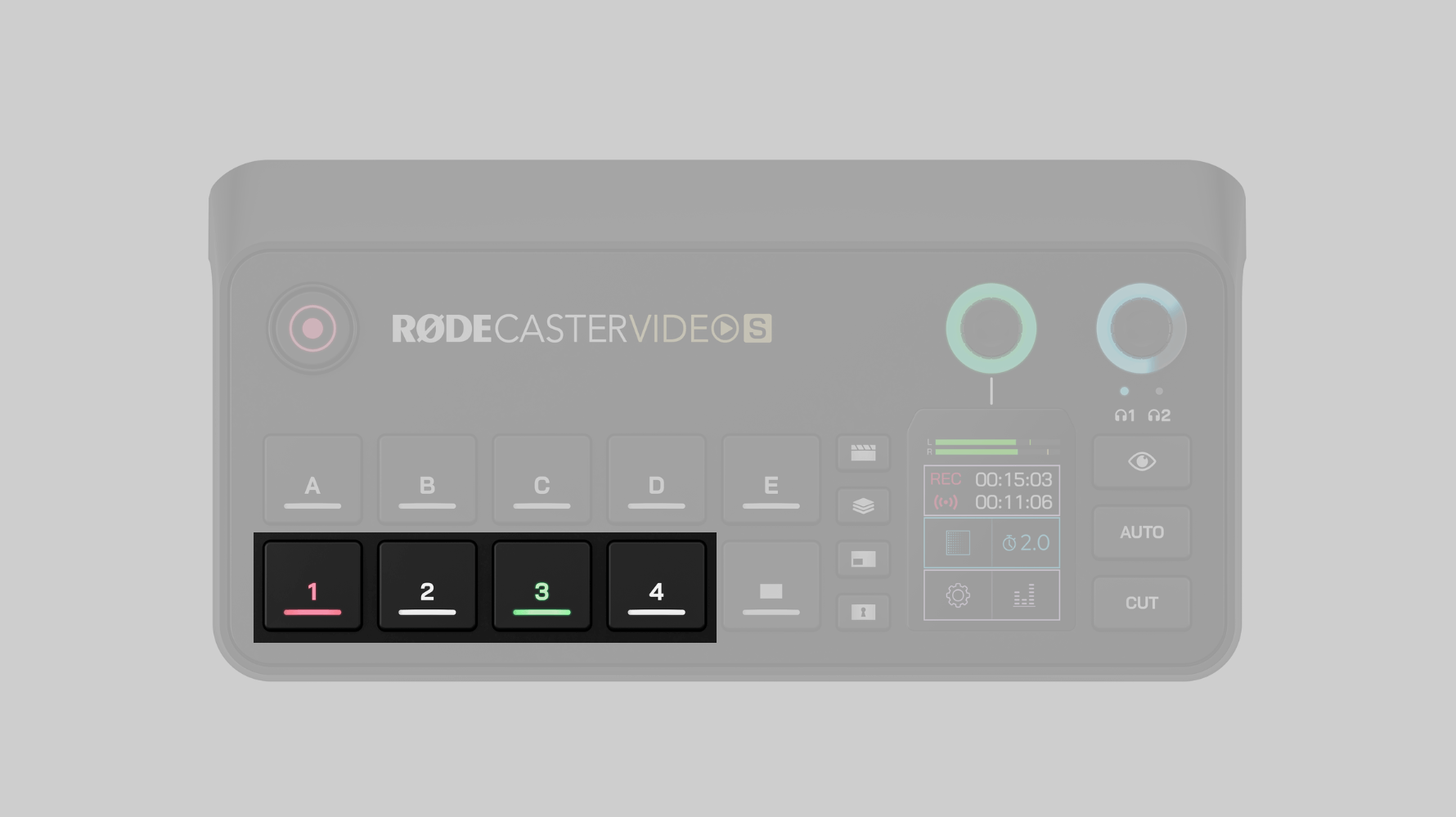 RØDECaster Video input buttons 1 to 4